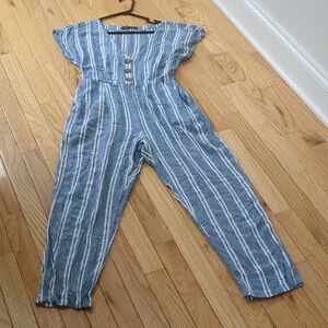 Abercrombie & Fitch Blue and White Striped Jumpsuit Romper
